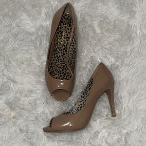 Jessica Simpson Tan Peep Toe Heels